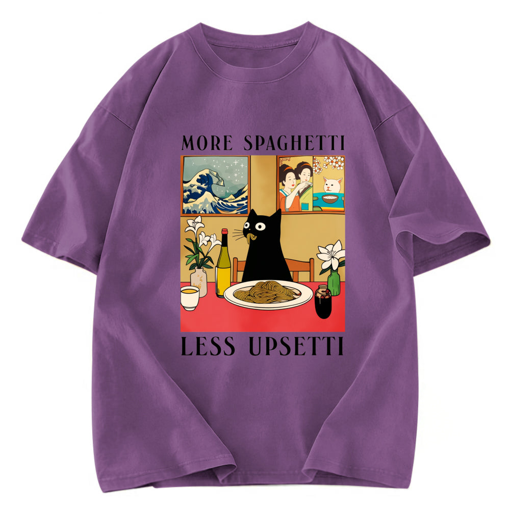 Tokyosol Cat Eating Pasta Washed T Shirt