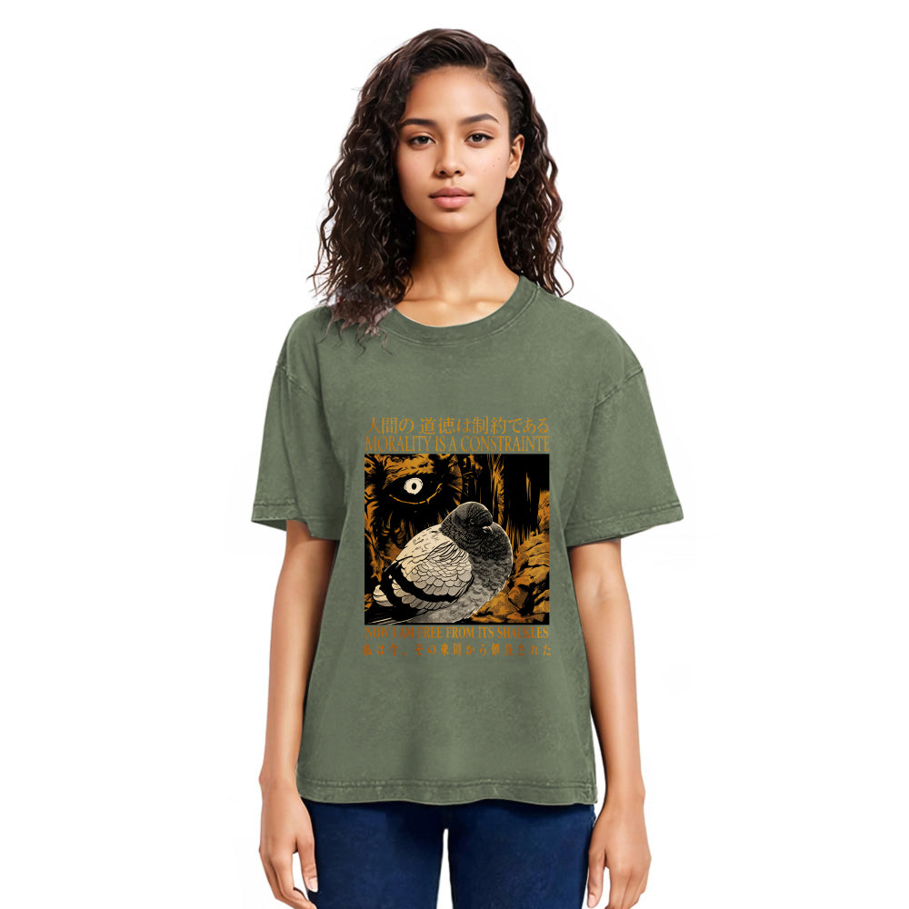 Tokyosol Morality Is A Constraint Funny Pigeon Washed T Shirt