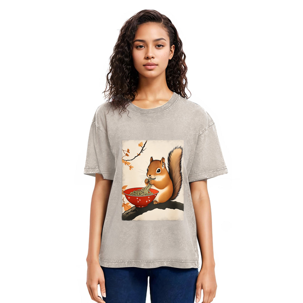 Tokyosol Squirrel Eating Ramen Washed T Shirt