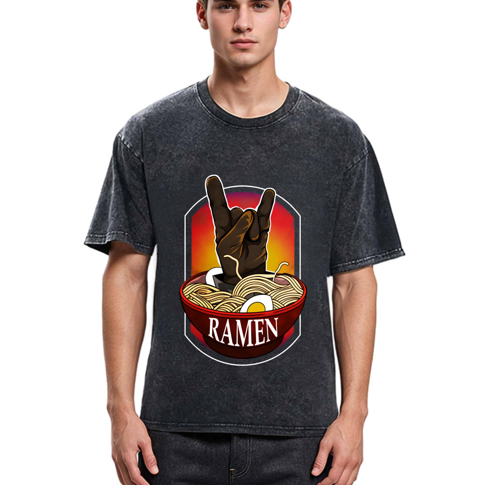 Tokyosol Ramen Hand Gesture Washed T Shirt