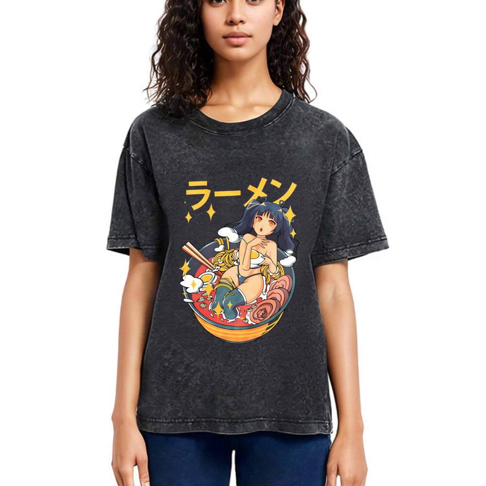 Tokyosol Girls And Ramen Washed T Shirt