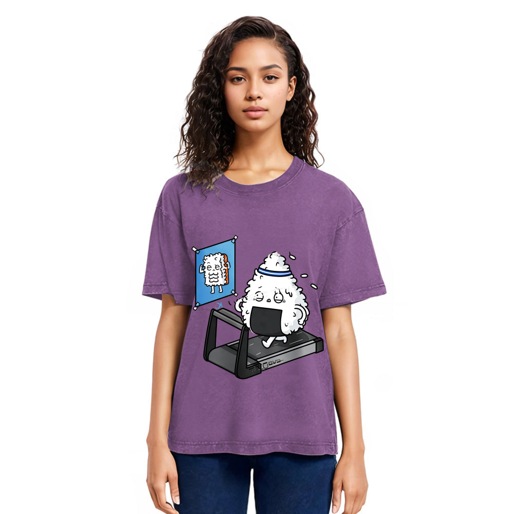 Tokyosol Funny Sushi Fitness Washed T Shirt