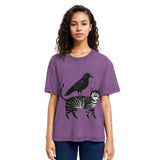 Tokyosol Crow Riding A Cat Washed T Shirt
