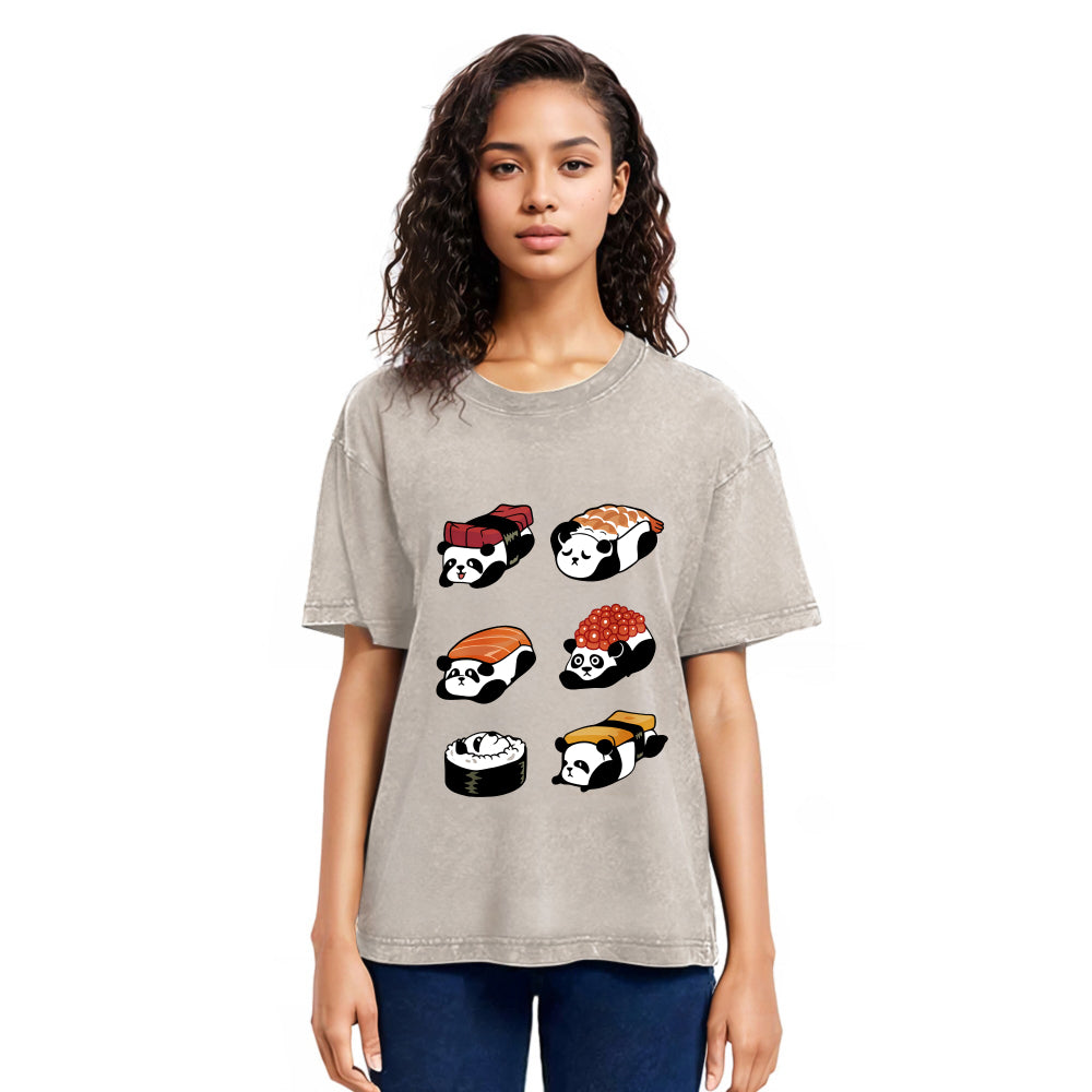 Tokyosol Panda Sushi Washed T Shirt