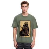 Tokyosol Japanese Raccoon Samurai Washed T Shirt