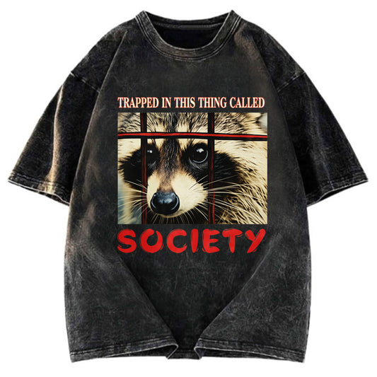 Tokyosol Society Raccoon Washed T Shirt