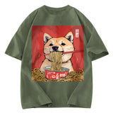 Tokyosol Shiba Lnu Eating Ramen Washed T Shirt