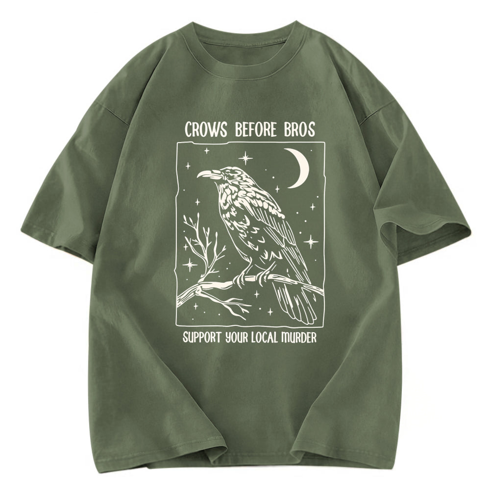 Tokyosol Funny Crows Before Bros Washed T Shirt