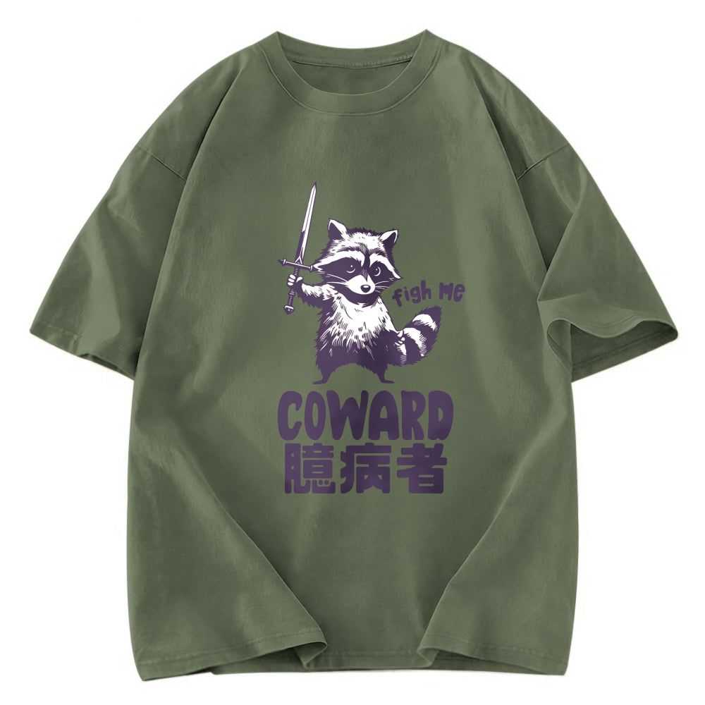 Tokyosol Figh Me Coward Raccoon Washed T Shirt