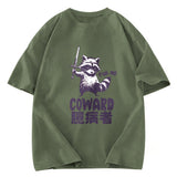Tokyosol Figh Me Coward Raccoon Washed T Shirt