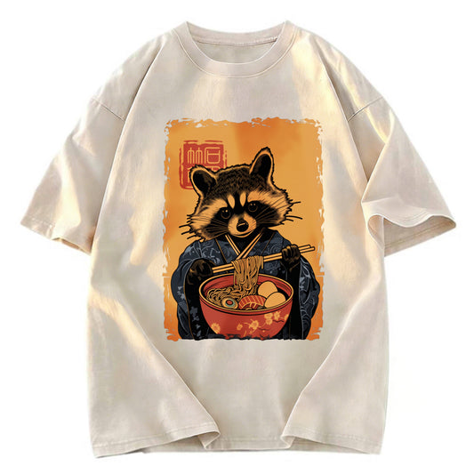 Tokyosol Ramen Obsessed Raccoon Washed T Shirt