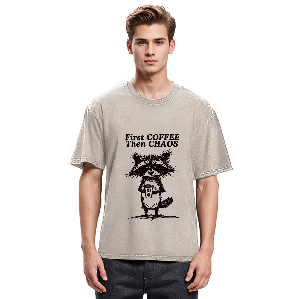 Tokyosol First Coffee Then Chaos Washed T Shirt