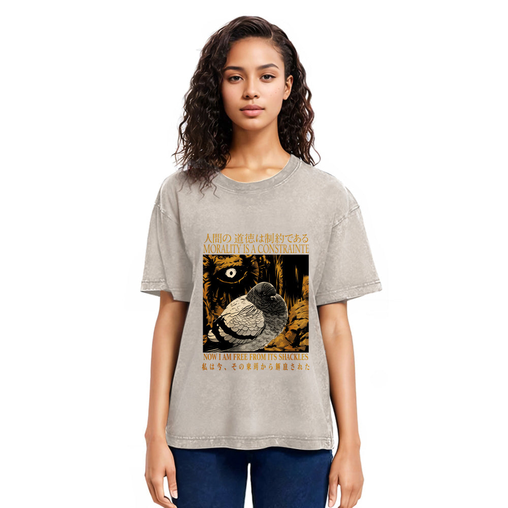 Tokyosol Morality Is A Constraint Funny Pigeon Washed T Shirt