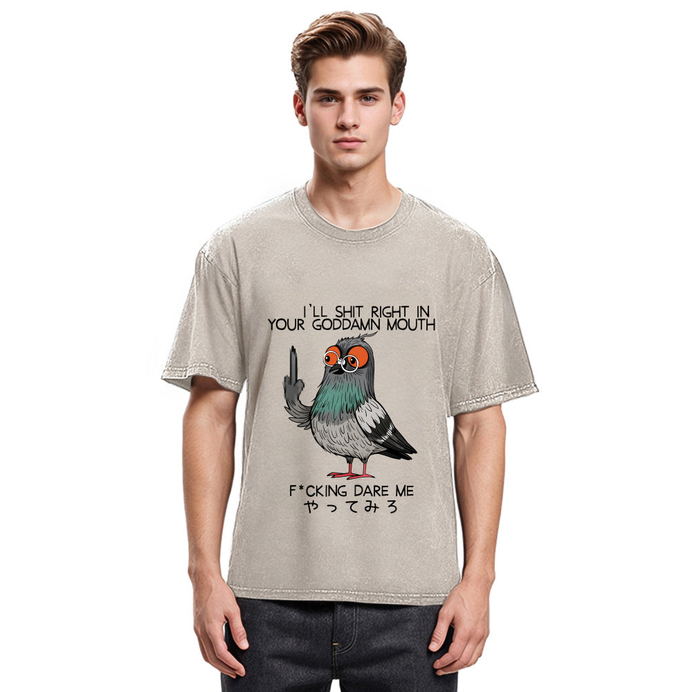 Tokyosol Angry Pigeon Washed T Shirt