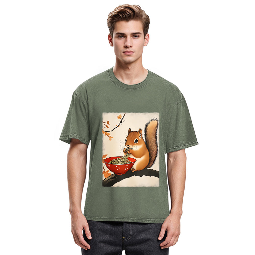 Tokyosol Squirrel Eating Ramen Washed T Shirt