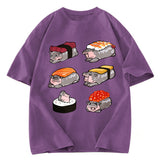 Tokyosol Cute Hippo Sushi Washed T Shirt Washed T Shirt