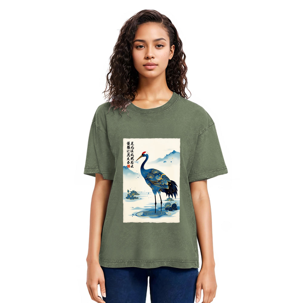 Tokyosol The Graceful Crane Washed T Shirt