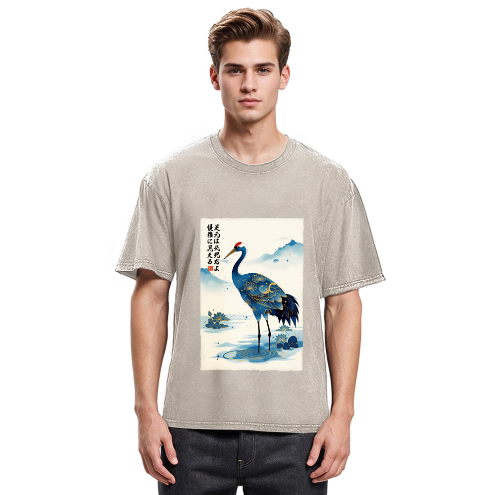 Tokyosol The Graceful Crane Washed T Shirt