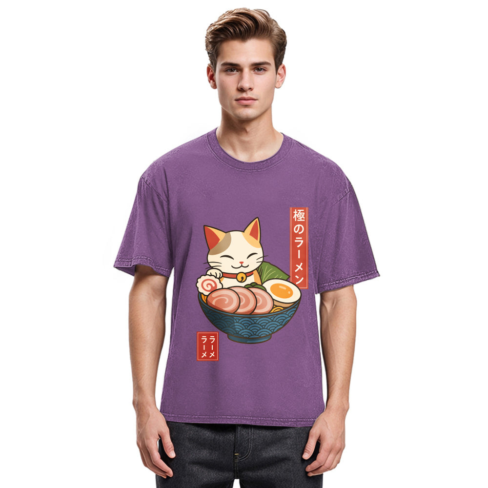 Tokyosol Neko Ramen Washed T Shirt