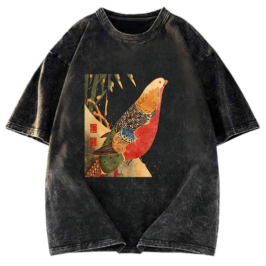 Tokyosol Golden Pheasant In The Snow Washed T Shirt