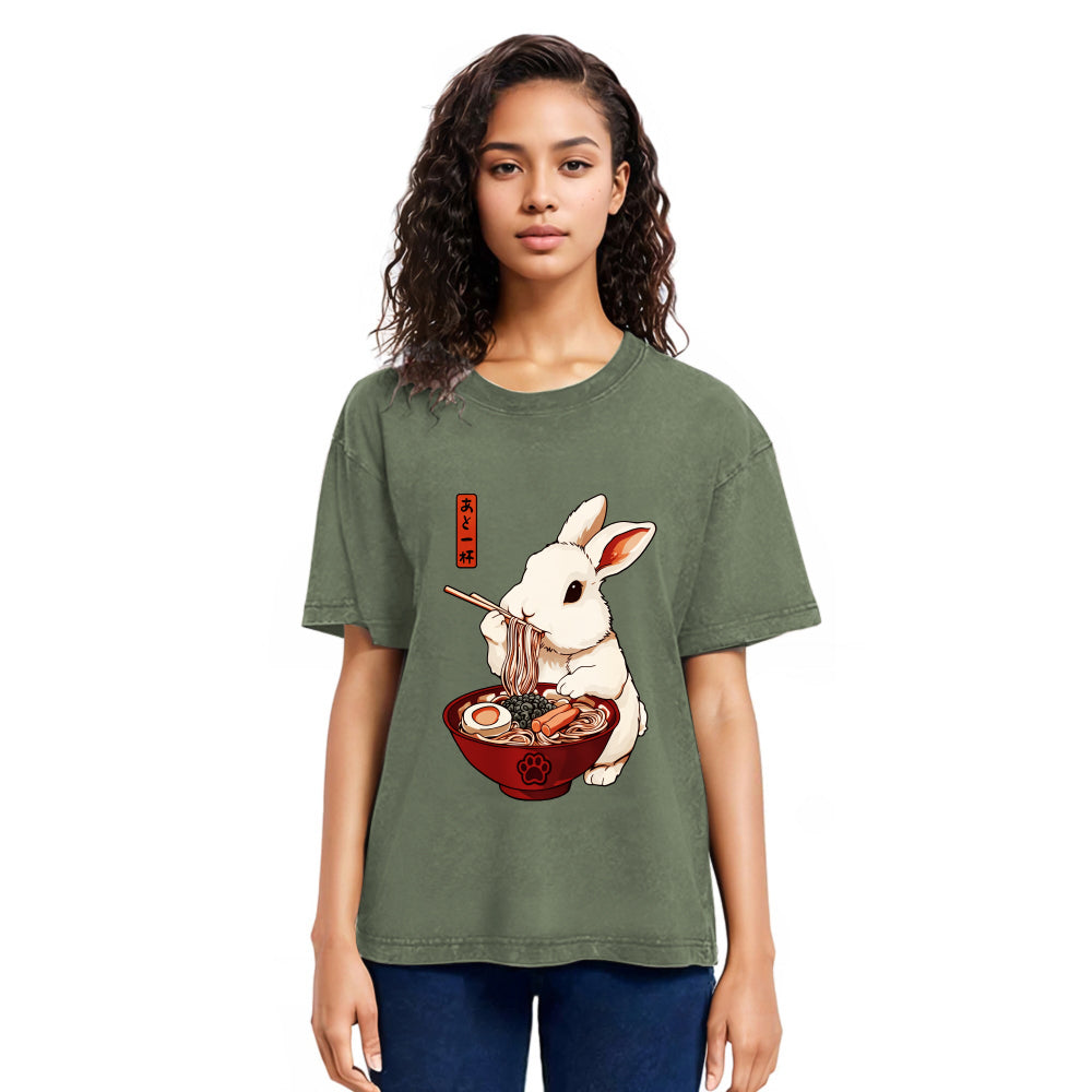 Tokyosol Bunny:One More Bowl, Please! Washed T-Shirt