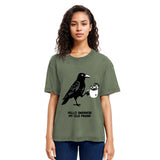 Tokyosol Crow Drinking Black Coffee Funny Washed T Shirt