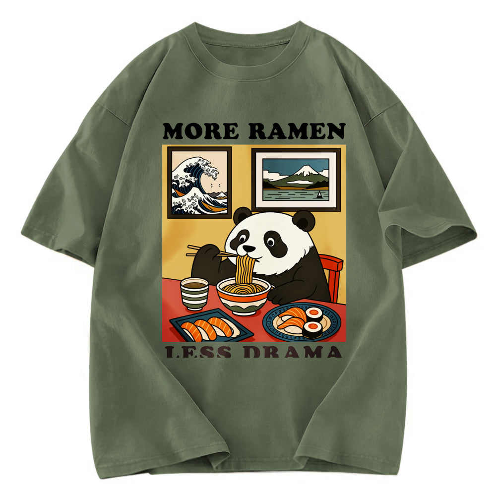 Tokyosol More Ramen Less Drama Panda Washed T-Shirt