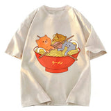 Tokyosol Cute Cat Ramen Washed T Shirt