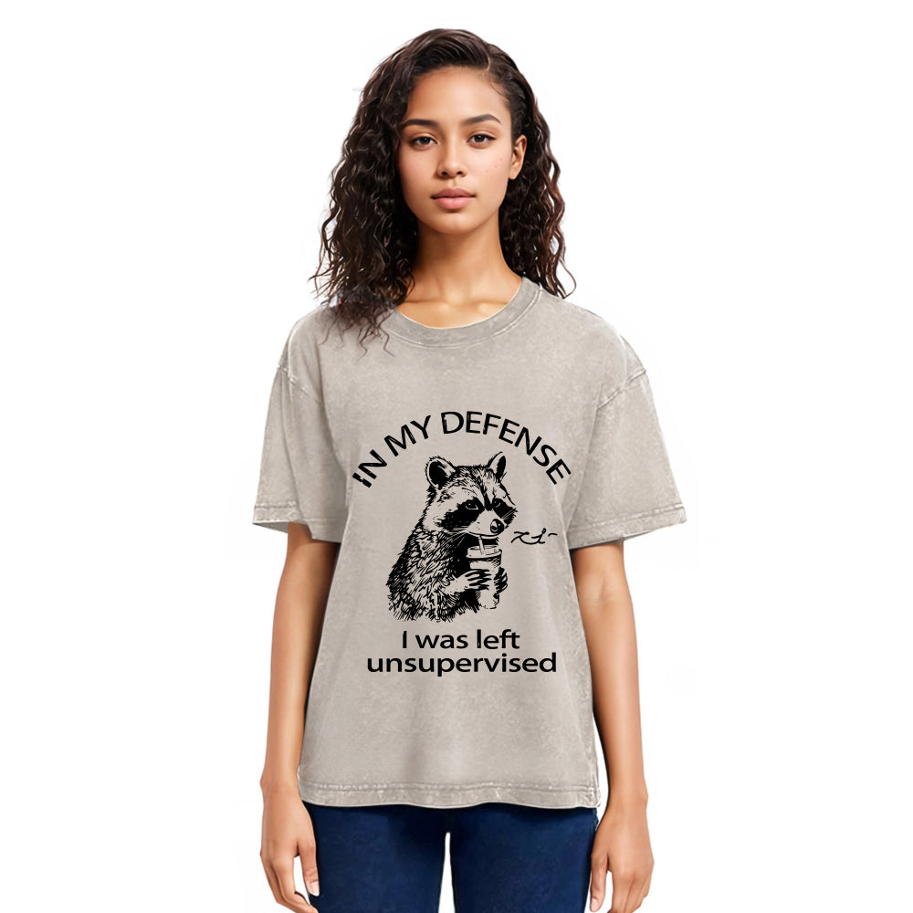 Tokyosol Left Unsupervised Raccoon Washed T Shirt