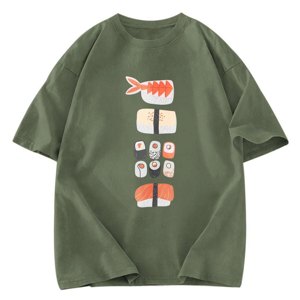 Tokyosol Japanese Sushi Nigiri Maki Roll Washed T Shirt