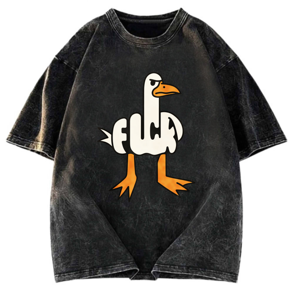 Tokyosol Angry Goose Funny Washed T Shirt