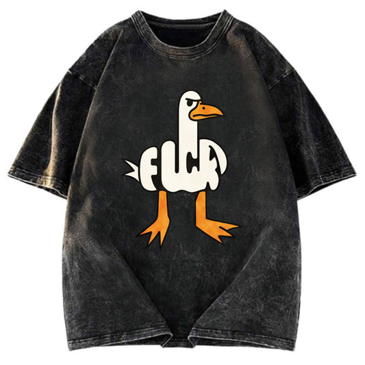 Tokyosol Angry Goose Funny Washed T Shirt
