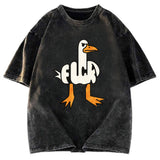 Tokyosol Angry Goose Funny Washed T Shirt