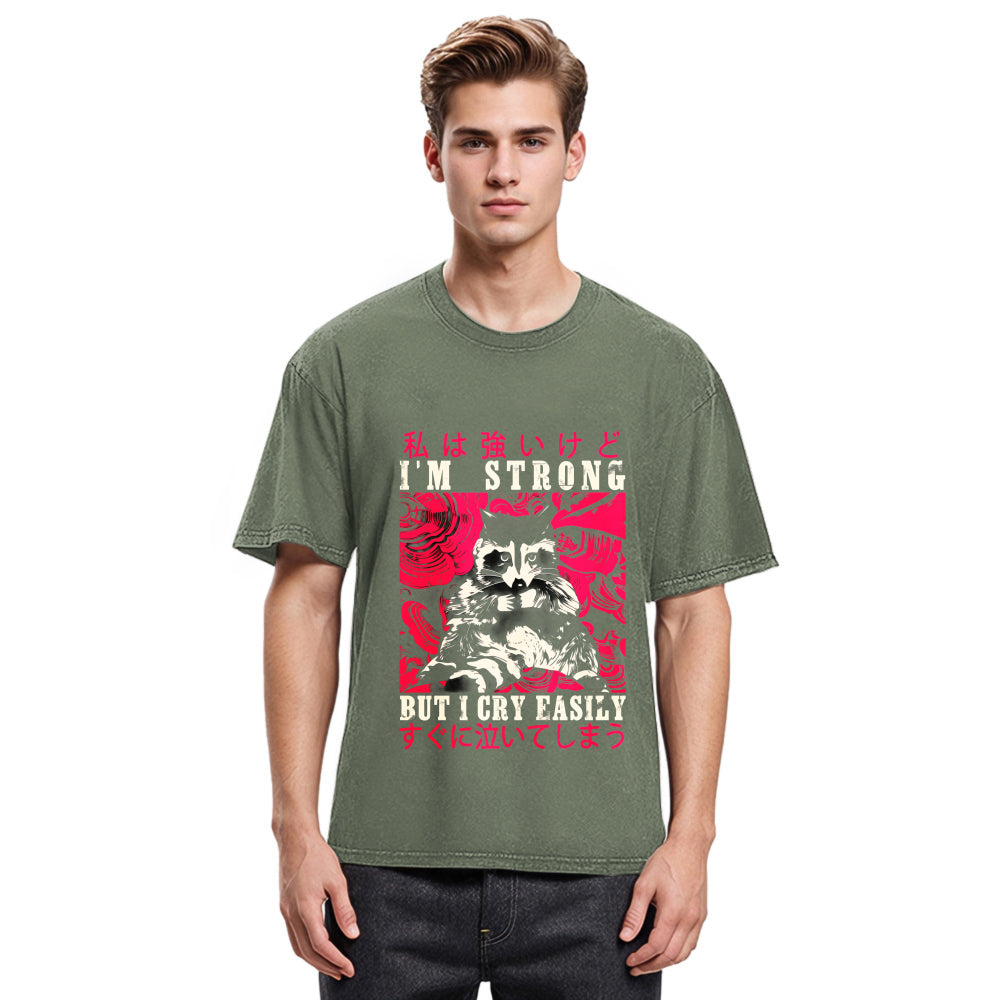 Tokyosol I Am Strong Raccoon Washed T Shirt