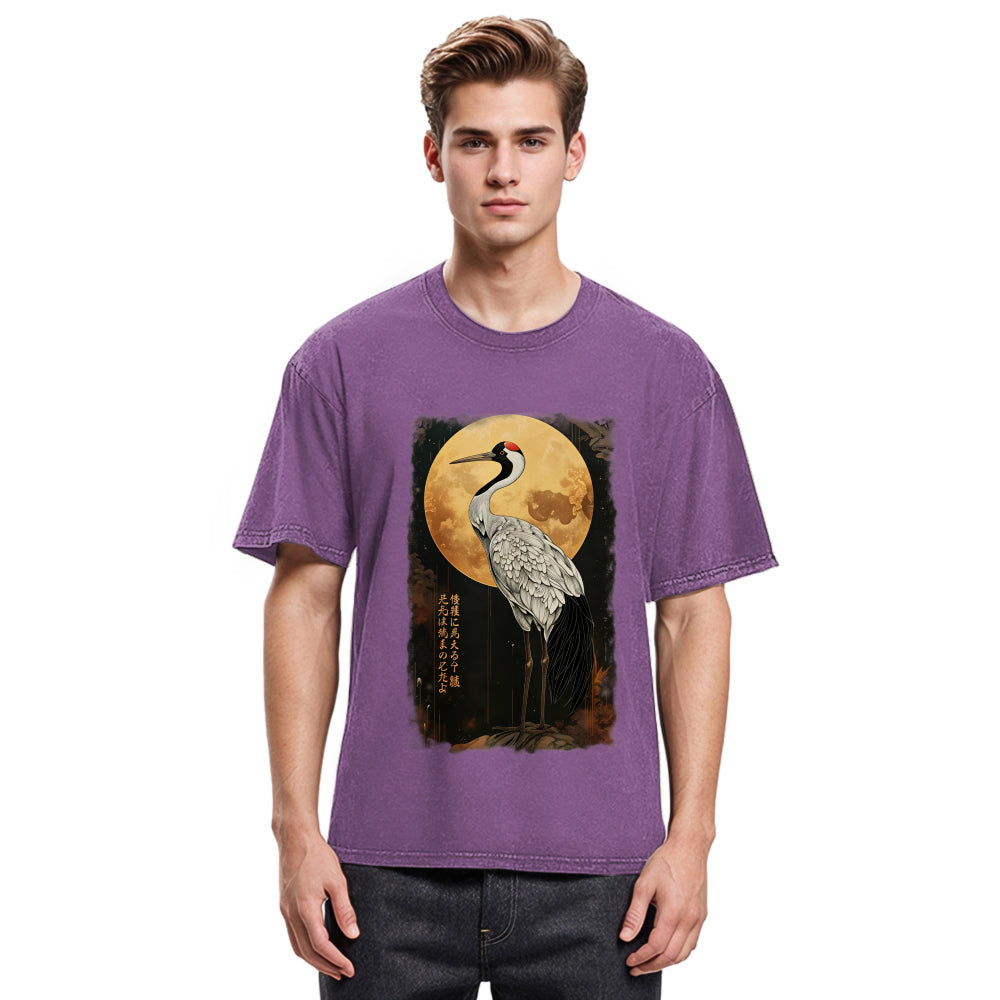 Tokyosol Vintage Japanese Crane Kanji Washed T Shirt