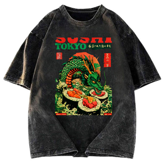 Tokyosol Ocean Dragon Sushi Washed T Shirt