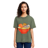 Tokyosol Cute Cat Ramen Washed T Shirt