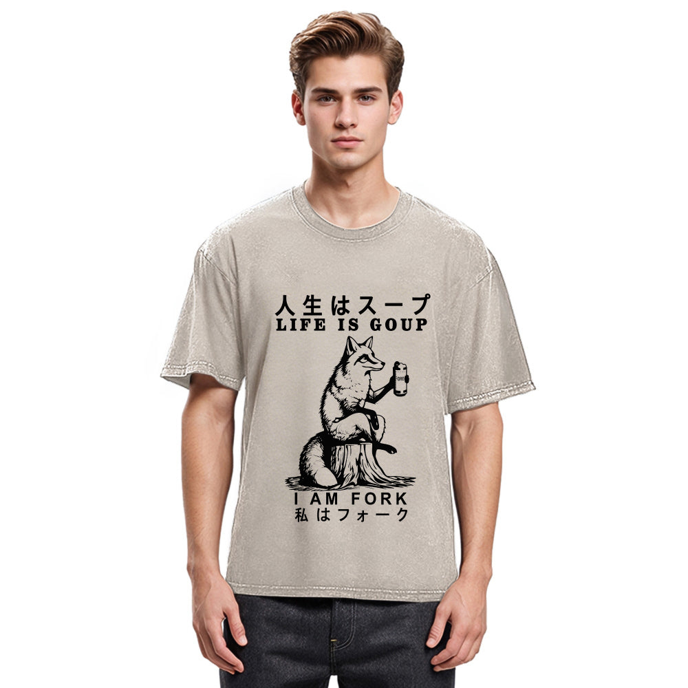 Tokyosol Life Is Soup I Am Fork Funny Washed T Shirt