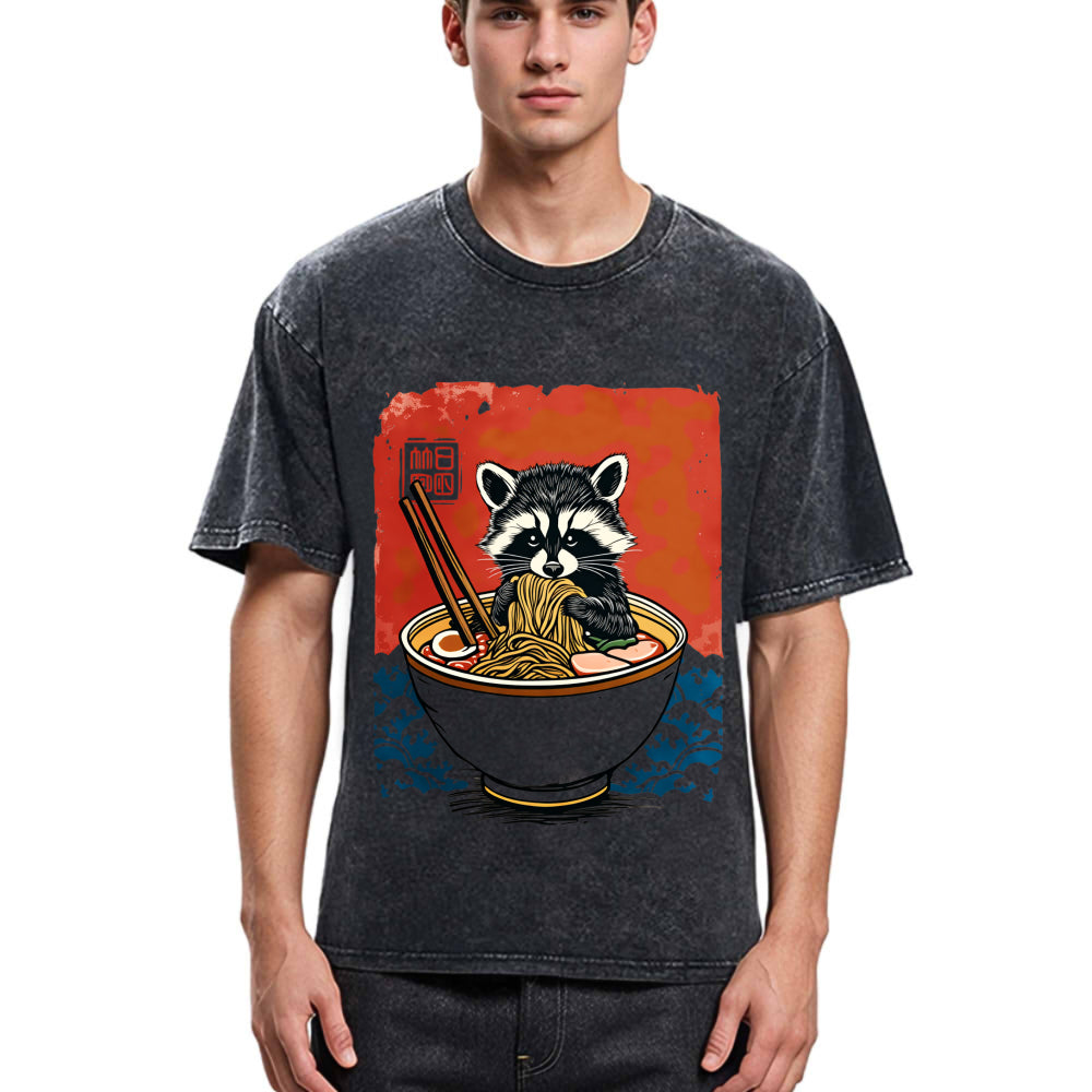 Tokyosol Ramen Lover Raccoon Jean T Shirt
