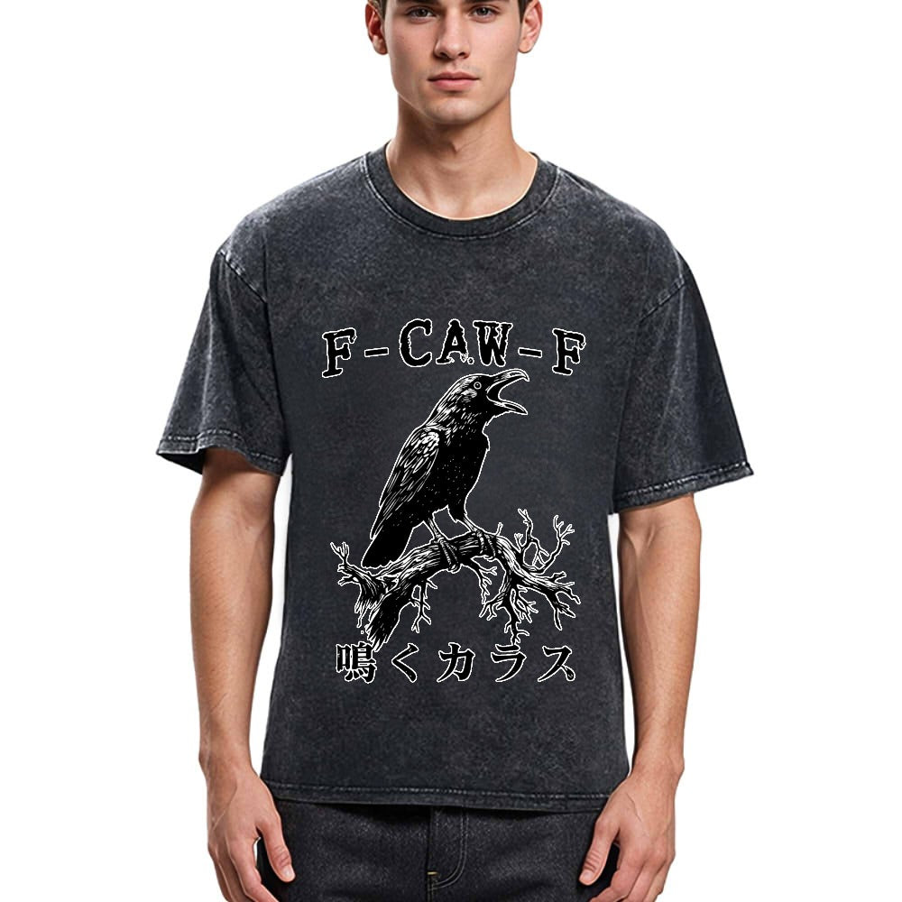 Tokyosol Funny Crow Call Washed T Shirt