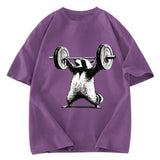 Tokyosol Raccoon Weightlifting Funny Washed T Shirt