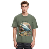Tokyosol Retro Japan Culture Bird Washed T Shirt