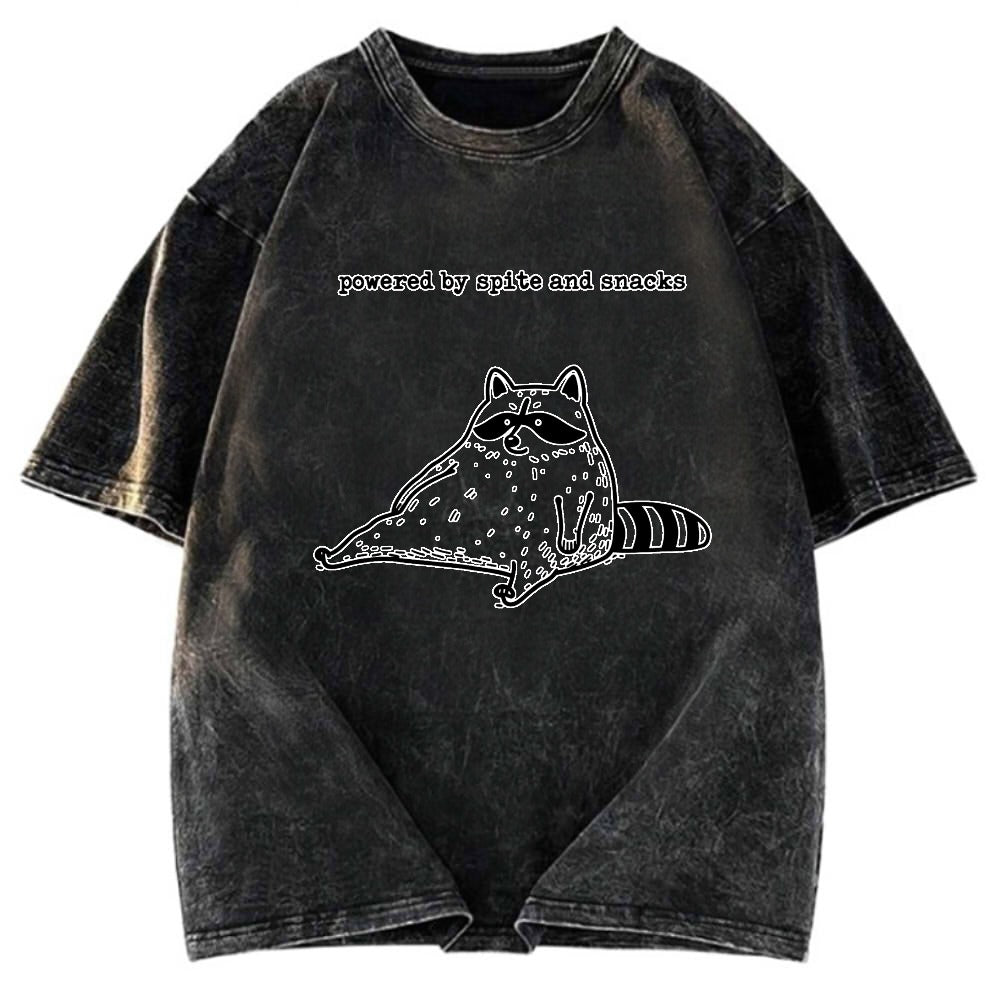 Tokyosol Powered By Spite And Snacks Funny Washed T Shirt