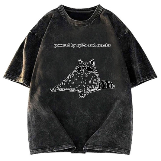 Tokyosol Powered By Spite And Snacks Funny Washed T Shirt