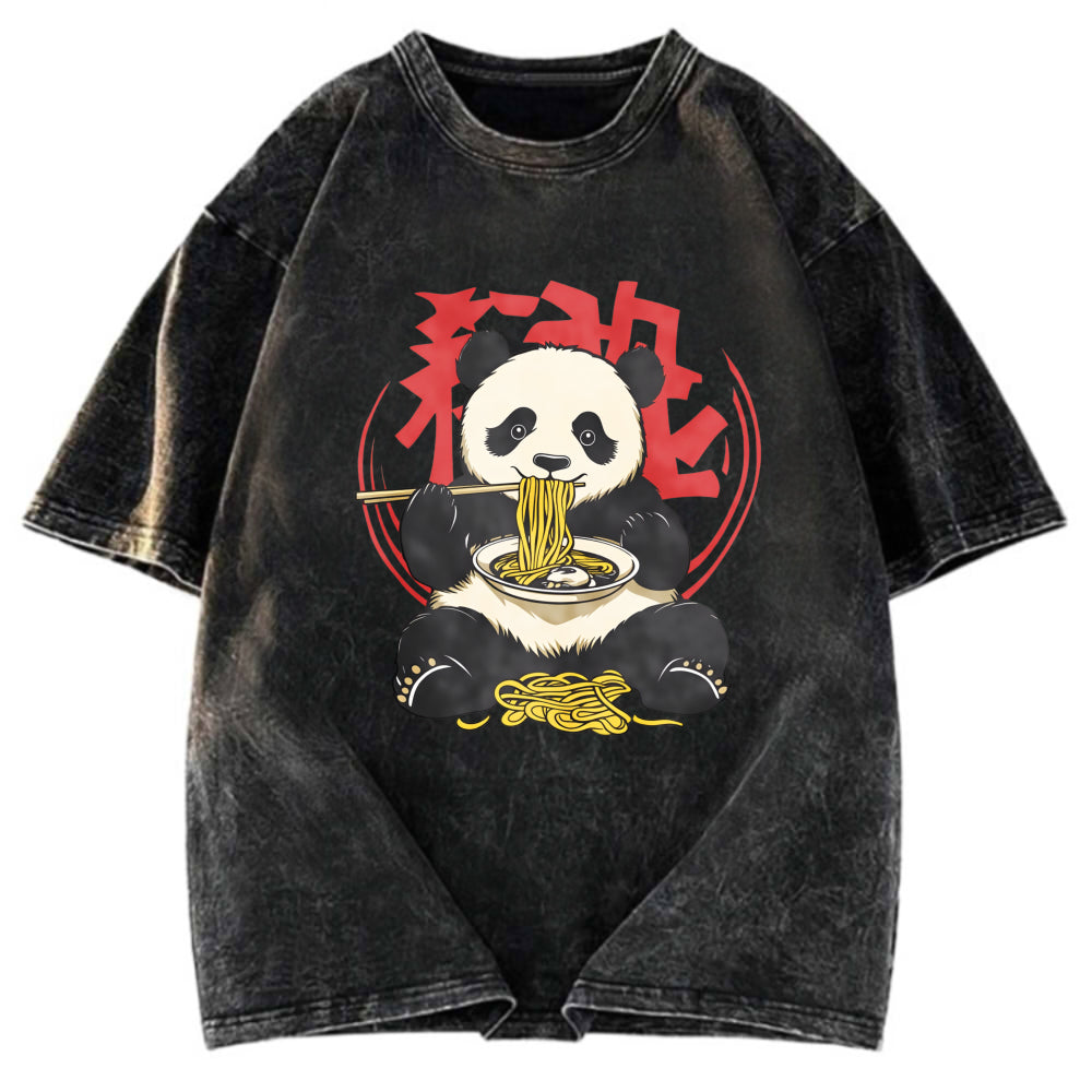 Tokyosol Retro Panda Ramen Washed T Shirt