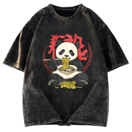 Tokyosol Retro Panda Ramen Washed T Shirt