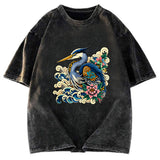 Tokyosol Japanese Blue Heron Washed T Shirt