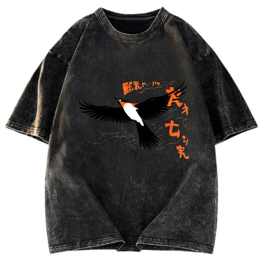 Tokyosol Japanese Inspired Bird Washed T Shirt