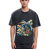Tokyosol Japanese Blue Heron Washed T Shirt