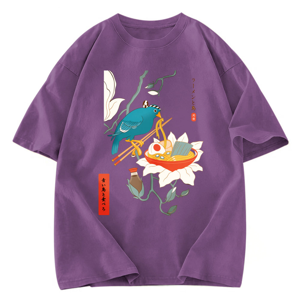 Tokyosol Bird And Ramen Ukiyoe Washed T Shirt
